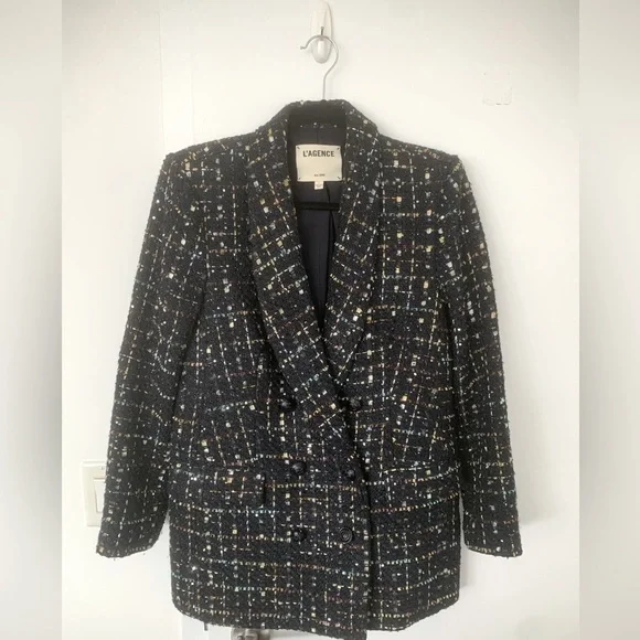 CURRENT SEASON L'Agence Jayda sequin-embellished tweed blazer